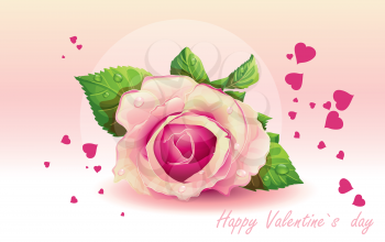 Royalty Free Clipart Image of a Rose Valentine Greeting