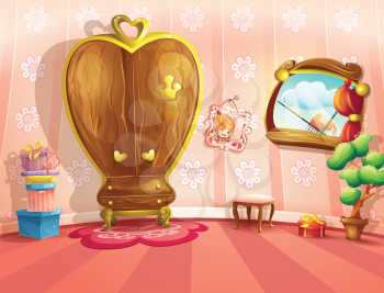 Illustration of princess bedrooms in cartoon style