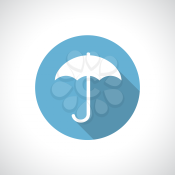 Umbrella icon with shadow. Round icon. Flat modern design.