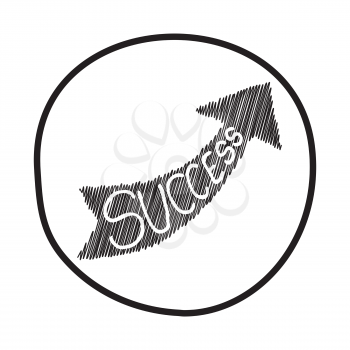 Doodle Arrow icon with the word Success. Infographic symbol in a circle. Line art style graphic design element. Web button. Business growth, progress concept.