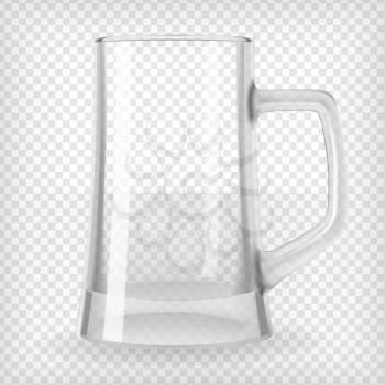 Empty beer mug. Realistic transparent vector illustration.
