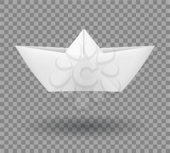 Realistic folded paper boat in origami style. Vector illustration