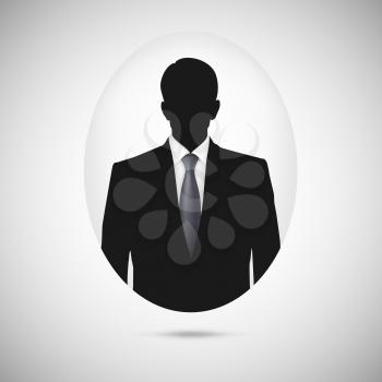 Male person silhouette. Profile picture whith tie, silhouette profile