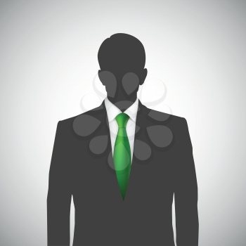 Unknown person silhouette whith green tie. Profile picture, silhouette profile