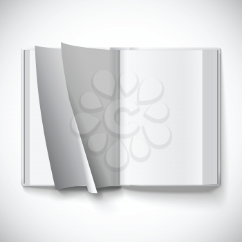 Blank open book, turn the pages, vector illustration with gradient mesh. Isolated object for design and branding