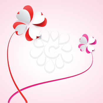 Vector background with flowers. Scarlet heart