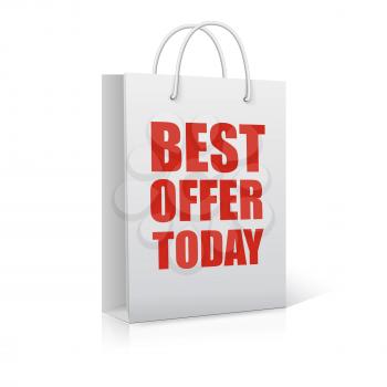 Best offer today, shopping bag, vector illustration