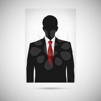 Profile picture whith red tie. Unknown person silhouette, silhouette profile