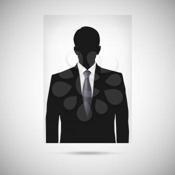 Profile picture whith tie. Unknown person silhouette, silhouette profile