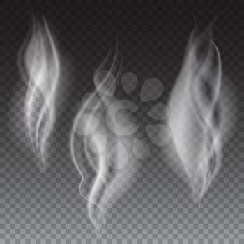White smoke waves on transparent background vector illustration