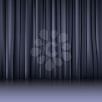 Close view of a black curtain. Vector illustration background for your presentation