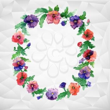 Vector flowers with dots. Abstract background with ethnic motifs, original pattern of flowers. Floral wreath