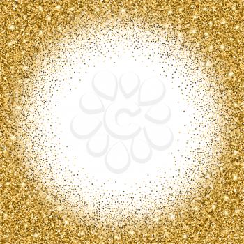 Gold glitter bright vector background. Golden sparkles, shiny texture,. Excellent for your greeting cards, luxury invitation, advertising, certificate