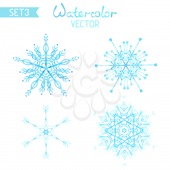 Vector various snowflakes isolated on white background.