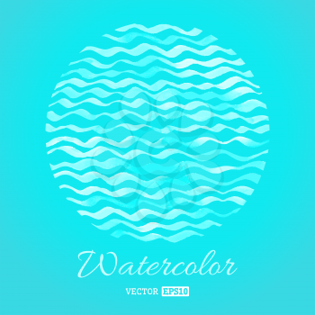 Light watercolour waves. Vector illustration. Round design. There is place for your text.