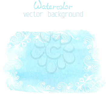 Blue watercolour banner isolated on white background. There is place for your text.