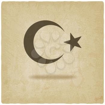 crescent moon and star old background - vector illustration. eps 10