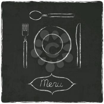 menu on old black board - vector illustration