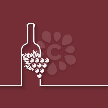 wine menu with bottle and grapes - vector illustration. eps 10