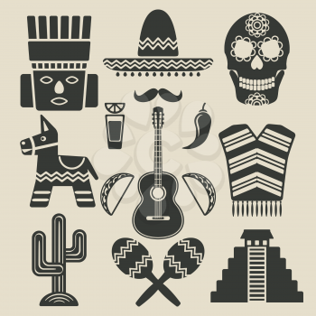 Mexico travel icons set. vector illustration - eps 8