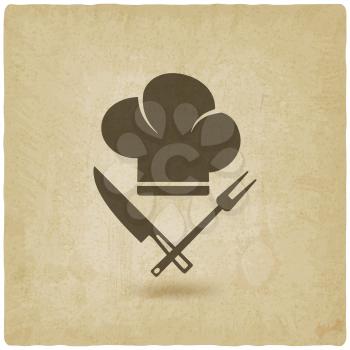 chef hat. cooking symbols old background. vector illustration - eps 10