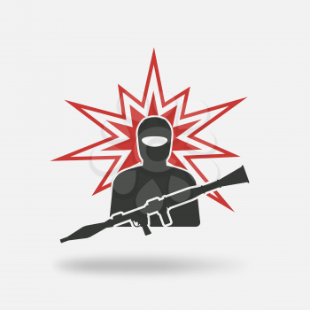 terrorist with grenade launcher. vector illustration - eps 10
