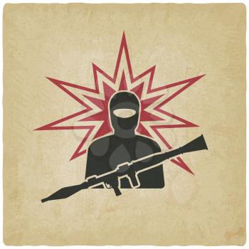 terrorist with grenade launcher. vector illustration - eps 10