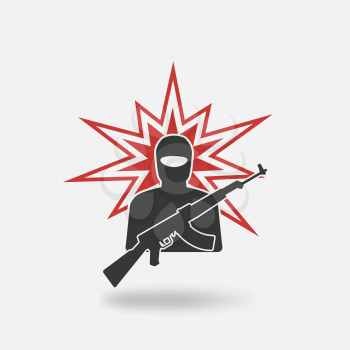 terrorist with gun. vector illustration - eps 10