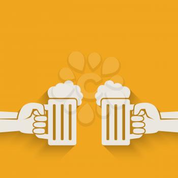 hands with beer mugs - vector illustration. eps 10