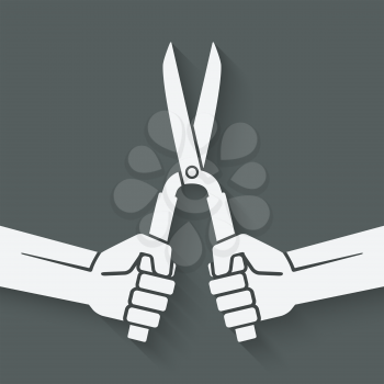 worker hands with shears. vector illustration - eps 10