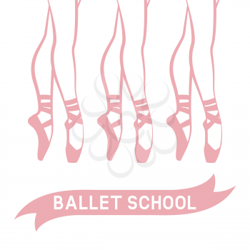 Dancing ballerinas in pointe shoes. Vector illustration