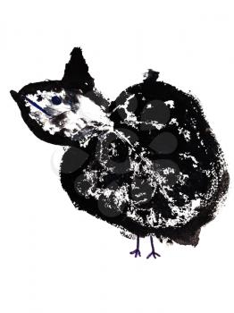 childs drawing - black turkey chick