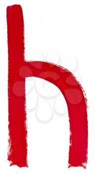 letter h hand painted by red brush on white background