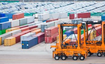 freight containers in Copenhagen cargo port