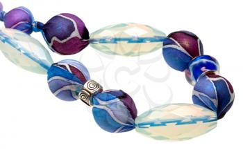 blue silk lady's bead with glass crystals isolated on white