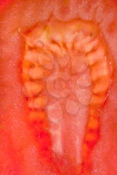 texture of sliced red tomato closeup