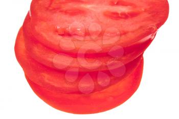 stack from sliced red tomato close up