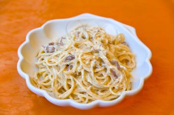 plate with spaghetti alla carbonara