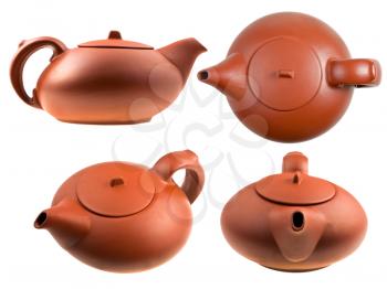 brown Chinese teapot isolated on white