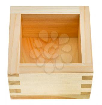 wooden box masu for sake isolated on white background