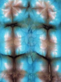 abstract grid ornament on blue nodular painted batik