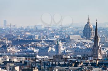 Paris skyline with Hotel des Invalides in early spring day
