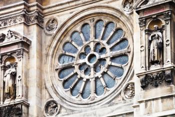 detail of facade of cupola of old Sainte-Trinite Church in Paris