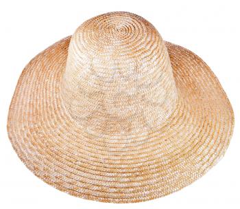 country straw broad brim hat isolated on white background