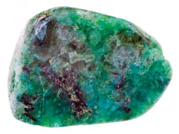 Chrysocolla mineral pebble isolated on white background