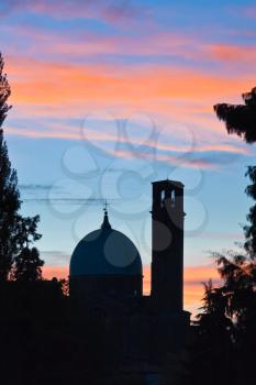 silhouette view of cupola Basilica e Scuola del Carmine in Padua, Italy