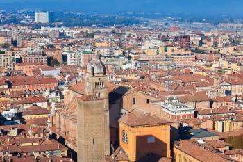 panoramic view from Asinelli Tower, Bologna, Italy