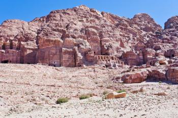 panorama on Royal Tombs in Petra, Jordan