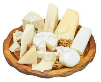 various cheeses plate isolated on white background