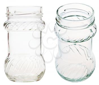 set of decorated glass jar isolated on white background